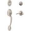 image:imageSCHLAGE Plymouth Single Cylinder Handleset and Plymouth Knob Bright Brass F60 PLY 605Satin Nickel