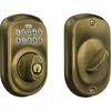 image:imageSchlage Camelot Electronic Keypad Deadbolt Lock Keyless Front Door Entry Mechanical Key Backup Included Satin Nickel BE365 V CAM 619Antique Brass