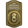image:imageSchlage Camelot Electronic Keypad Deadbolt Lock Keyless Front Door Entry Mechanical Key Backup Included Satin Nickel BE365 V CAM 619Antique Brass