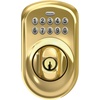 image:imageSchlage Camelot Electronic Keypad Deadbolt Lock Keyless Front Door Entry Mechanical Key Backup Included Satin Nickel BE365 V CAM 619Bright Brass