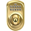 image:imageSchlage Camelot Electronic Keypad Deadbolt Lock Keyless Front Door Entry Mechanical Key Backup Included Satin Nickel BE365 V CAM 619Bright Brass