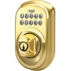 image:imageSchlage Camelot Electronic Keypad Deadbolt Lock Keyless Front Door Entry Mechanical Key Backup Included Satin Nickel BE365 V CAM 619Bright Brass
