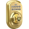 image:imageSchlage Camelot Electronic Keypad Deadbolt Lock Keyless Front Door Entry Mechanical Key Backup Included Satin Nickel BE365 V CAM 619Bright Brass