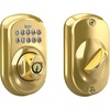image:imageSchlage Camelot Electronic Keypad Deadbolt Lock Keyless Front Door Entry Mechanical Key Backup Included Satin Nickel BE365 V CAM 619Bright Brass