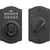 image:imageSchlage Camelot Electronic Keypad Deadbolt Lock Keyless Front Door Entry Mechanical Key Backup Included Satin Nickel BE365 V CAM 619Matte Black