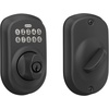 image:imageSchlage Camelot Electronic Keypad Deadbolt Lock Keyless Front Door Entry Mechanical Key Backup Included Satin Nickel BE365 V CAM 619Matte Black