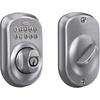 image:imageSchlage Camelot Electronic Keypad Deadbolt Lock Keyless Front Door Entry Mechanical Key Backup Included Satin Nickel BE365 V CAM 619Satin Chrome