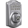image:imageSchlage Camelot Electronic Keypad Deadbolt Lock Keyless Front Door Entry Mechanical Key Backup Included Satin Nickel BE365 V CAM 619Satin Chrome