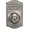 image:imageSchlage Camelot Electronic Keypad Deadbolt Lock Keyless Front Door Entry Mechanical Key Backup Included Satin Nickel BE365 V CAM 619Satin Nickel
