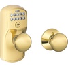 image:imageSchlage Camelot Keypad Lock with Lever Handle Electronic Keyless Door Entry AutoLock Enabled Antique Brass FE575 CAM 609 ACCBright Brass