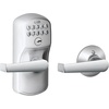 image:imageSchlage Camelot Keypad Lock with Lever Handle Electronic Keyless Door Entry AutoLock Enabled Antique Brass FE575 CAM 609 ACCSatin Chrome