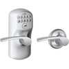 image:imageSchlage Camelot Keypad Lock with Lever Handle Electronic Keyless Door Entry AutoLock Enabled Antique Brass FE575 CAM 609 ACCSatin Chrome
