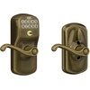 image:imageSchlage Camelot Keypad Lock with Lever Handle Electronic Keyless Door Entry Flex Lock AutoLock Option Satin Nickel FE595 CAM 619 ACCAntique Brass