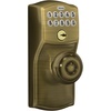 image:imageSchlage Camelot Keypad Lock with Lever Handle Electronic Keyless Door Entry Flex Lock AutoLock Option Satin Nickel FE595 CAM 619 ACCAntique Brass