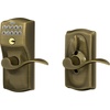image:imageSchlage Camelot Keypad Lock with Lever Handle Electronic Keyless Door Entry Flex Lock AutoLock Option Satin Nickel FE595 CAM 619 ACCAntique Brass