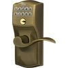 image:imageSchlage Camelot Keypad Lock with Lever Handle Electronic Keyless Door Entry Flex Lock AutoLock Option Satin Nickel FE595 CAM 619 ACCAntique Brass
