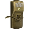 image:imageSchlage Camelot Keypad Lock with Lever Handle Electronic Keyless Door Entry Flex Lock AutoLock Option Satin Nickel FE595 CAM 619 ACCAntique Brass