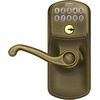 image:imageSchlage Camelot Keypad Lock with Lever Handle Electronic Keyless Door Entry Flex Lock AutoLock Option Satin Nickel FE595 CAM 619 ACCAntique Brass