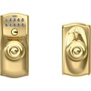 image:imageSchlage Camelot Keypad Lock with Lever Handle Electronic Keyless Door Entry Flex Lock AutoLock Option Satin Nickel FE595 CAM 619 ACCBright Brass