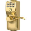 image:imageSchlage Camelot Keypad Lock with Lever Handle Electronic Keyless Door Entry Flex Lock AutoLock Option Satin Nickel FE595 CAM 619 ACCBright Brass