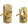 image:imageSchlage Camelot Keypad Lock with Lever Handle Electronic Keyless Door Entry Flex Lock AutoLock Option Satin Nickel FE595 CAM 619 ACCBright Brass