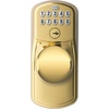 image:imageSchlage Camelot Keypad Lock with Lever Handle Electronic Keyless Door Entry Flex Lock AutoLock Option Satin Nickel FE595 CAM 619 ACCBright Brass