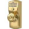 image:imageSchlage Camelot Keypad Lock with Lever Handle Electronic Keyless Door Entry Flex Lock AutoLock Option Satin Nickel FE595 CAM 619 ACCBright Brass