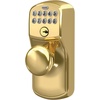 image:imageSchlage Camelot Keypad Lock with Lever Handle Electronic Keyless Door Entry Flex Lock AutoLock Option Satin Nickel FE595 CAM 619 ACCBright Brass
