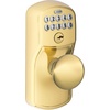 image:imageSchlage Camelot Keypad Lock with Lever Handle Electronic Keyless Door Entry Flex Lock AutoLock Option Satin Nickel FE595 CAM 619 ACCBright Brass