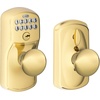 image:imageSchlage Camelot Keypad Lock with Lever Handle Electronic Keyless Door Entry Flex Lock AutoLock Option Satin Nickel FE595 CAM 619 ACCBright Brass
