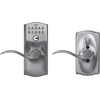 image:imageSchlage Camelot Keypad Lock with Lever Handle Electronic Keyless Door Entry Flex Lock AutoLock Option Satin Nickel FE595 CAM 619 ACCSatin Chrome