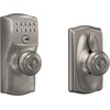 image:imageSchlage Camelot Keypad Lock with Lever Handle Electronic Keyless Door Entry Flex Lock AutoLock Option Satin Nickel FE595 CAM 619 ACCSatin Nickel