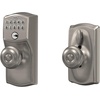 image:imageSchlage Camelot Keypad Lock with Lever Handle Electronic Keyless Door Entry Flex Lock AutoLock Option Satin Nickel FE595 CAM 619 ACCSatin Nickel