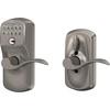 image:imageSchlage Camelot Keypad Lock with Lever Handle Electronic Keyless Door Entry Flex Lock AutoLock Option Satin Nickel FE595 CAM 619 ACCSatin Nickel