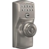 image:imageSchlage Camelot Keypad Lock with Lever Handle Electronic Keyless Door Entry Flex Lock AutoLock Option Satin Nickel FE595 CAM 619 ACCSatin Nickel