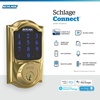 image:imageSchlage Connect Smart Deadbolt Lock with Touchscreen Keypad Keyless Front Door Entry ZWave Plus Compatible Satin Nickel BE469ZP CAM 619Bright Brass