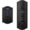 image:imageSchlage Connect Smart Deadbolt Lock with Touchscreen Keypad Keyless Front Door Entry ZWave Plus Compatible Satin Nickel BE469ZP CAM 619Matte Black