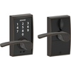 image:imageSchlage Touch Camelot Electronic Lock with Lever Handle Touchscreen Keypad Keyless Front Door Entry Satin Nickel FE695 CAM 619 FLAAged Bronze