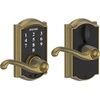 image:imageSchlage Touch Camelot Electronic Lock with Lever Handle Touchscreen Keypad Keyless Front Door Entry Satin Nickel FE695 CAM 619 FLAAntique Brass