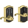 image:imageSchlage Touch Camelot Electronic Lock with Lever Handle Touchscreen Keypad Keyless Front Door Entry Satin Nickel FE695 CAM 619 FLABright Brass