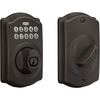 image:imageSchlage Camelot Electronic Keypad Deadbolt Lock Keyless Front Door Entry Mechanical Key Backup Included Satin Nickel BE365 V CAM 619Aged Bronze