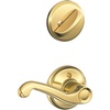 image:imageSchlage F59 FLA 605 RH Flair Interior RightHanded Lever with Deadbolt Bright Brass Interior Half Only
