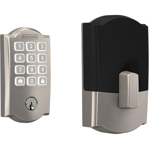 image:imageSchlage Arrive Smart WiFi Deadbolt Lock with Keypad Keyless Entry Front Door Lock App Control Alexa and Google Home Compatible Matte Black BE459WB CEN 622Satin Nickel