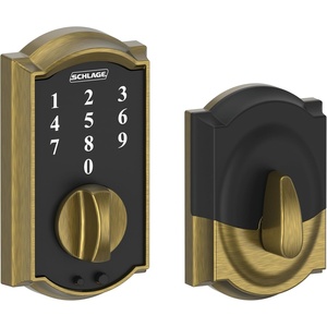 image:imageSchlage BE375 CAM 619 Touch Camelot Deadbolt Electronic Keyless Entry Lock Satin NickelAntique Brass