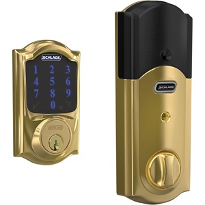 image:imageSchlage Connect Smart Deadbolt Lock with Touchscreen Keypad Keyless Front Door Entry ZWave Plus Compatible Satin Nickel BE469ZP CAM 619Bright Brass