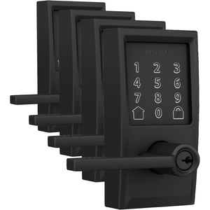 image:imageSchlage Encode Smart WiFi Lock with Lever Handle Touchscreen Keypad Keyless Entry Door Lock App Control Alexa Google Home and Airbnb Compatible Satin Nickel FE789WB CEN 619 LATMatte Black