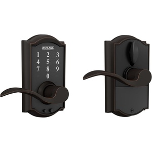 image:imageSchlage Touch Camelot Electronic Lock with Lever Handle Touchscreen Keypad Keyless Front Door Entry Satin Nickel FE695 CAM 619 FLAAged Bronze