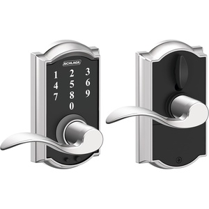 image:imageSchlage Touch Camelot Electronic Lock with Lever Handle Touchscreen Keypad Keyless Front Door Entry Satin Nickel FE695 CAM 619 FLABright Chrome