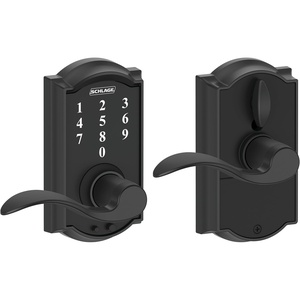 image:imageSchlage Touch Camelot Electronic Lock with Lever Handle Touchscreen Keypad Keyless Front Door Entry Satin Nickel FE695 CAM 619 FLAMatte Black