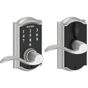 image:imageSchlage Touch Camelot Electronic Lock with Lever Handle Touchscreen Keypad Keyless Front Door Entry Satin Nickel FE695 CAM 619 FLASatin Chrome